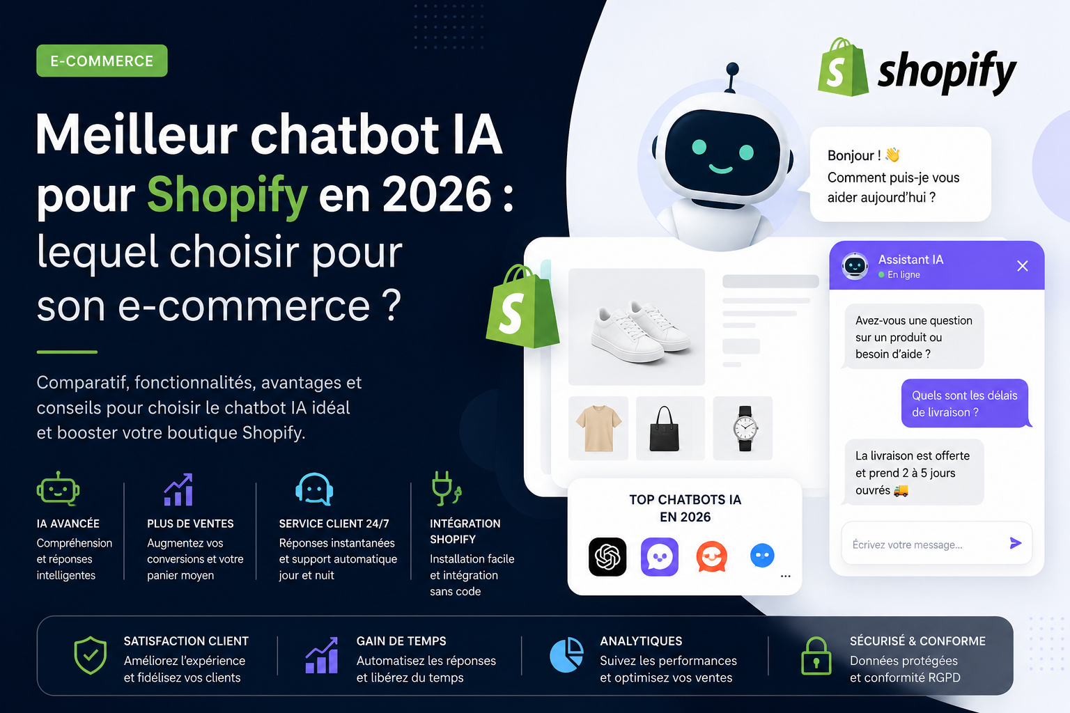Meilleur chatbot IA pour Shopify en 2026 : lequel choisir pour son e-commerce ?