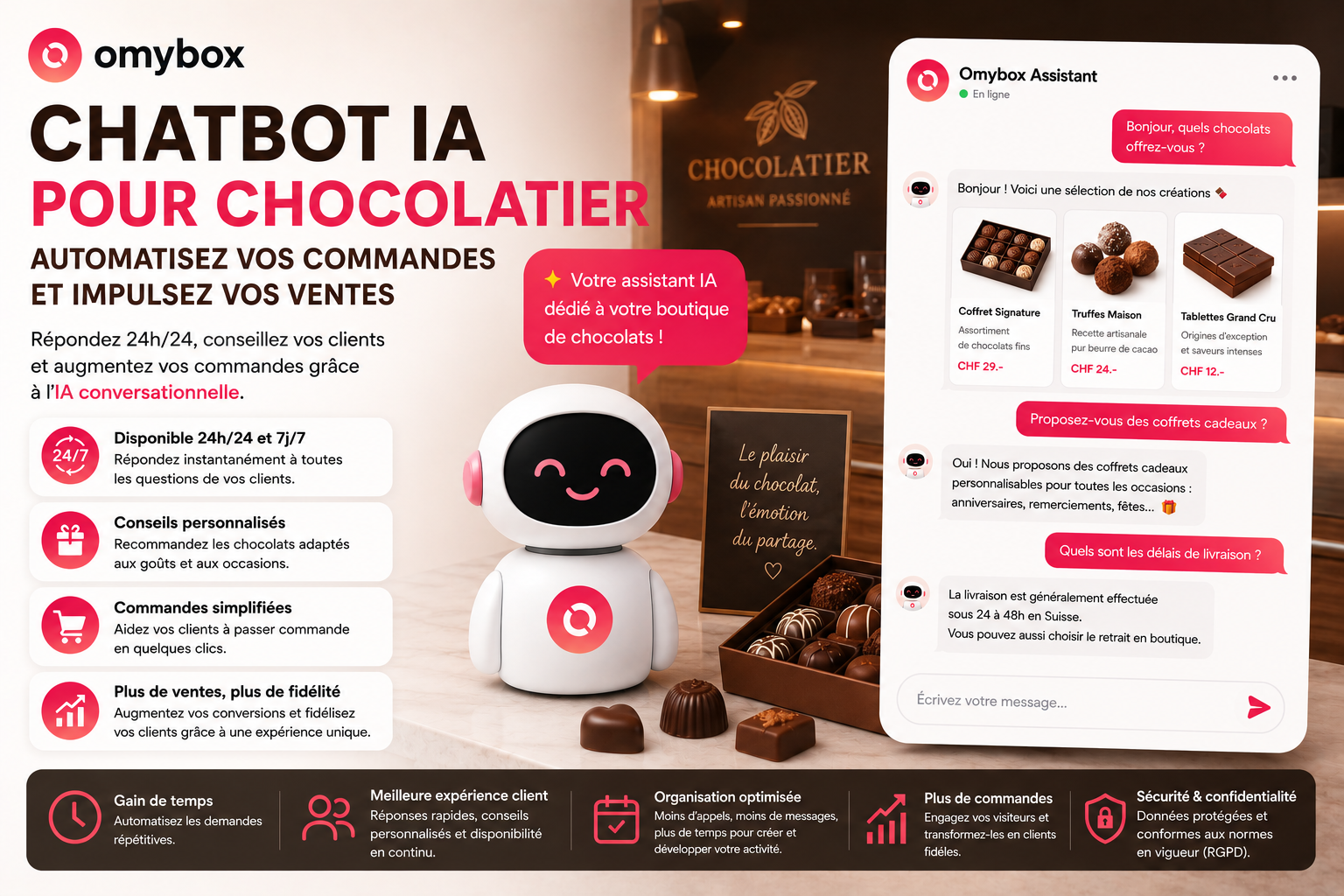 Chatbot IA pour chocolatier : automatisez vos commandes et améliorez l’expérience client